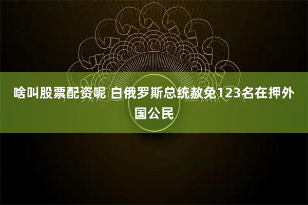 啥叫股票配资呢 白俄罗斯总统赦免123名在押外国公民