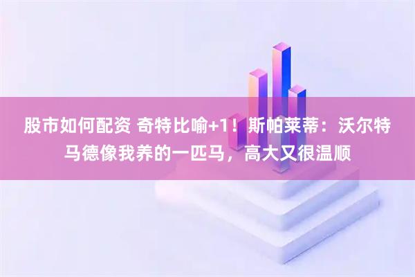 股市如何配资 奇特比喻+1！斯帕莱蒂：沃尔特马德像我养的一匹马，高大又很温顺